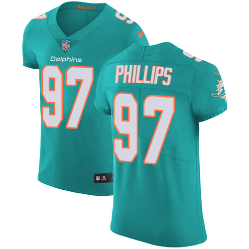 Nike Dolphins #97 Jordan Phillips Aqua Green Team Color Men's Stitched NFL Vapor Untouchable Elite Jersey - Click Image to Close